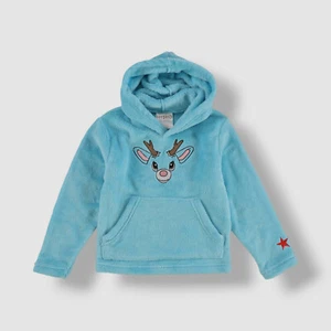 Hybrid Girl Blue Tip Toe Woobie Reindeer Fleece Pullover Hoodie Sweater Size XXS - Picture 1 of 1