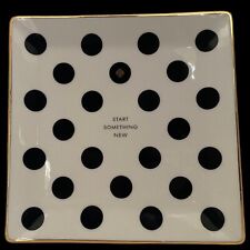Kate Spade  Lenox Appetizer or Trinket Plate 6" Black Polka Dot Cream Backing