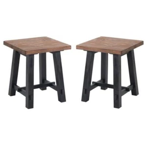 Home Square 21" Solid Wood Side Table in Natural Finish - Set of 2 - Picture 1 of 8
