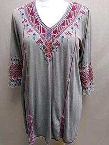 JOHNNY WAS 3/4 Sleeve Embroidered Tunic Dress - Size: XL - Picture 1 of 6