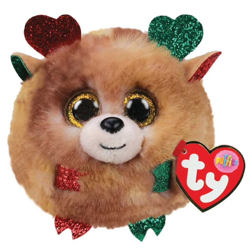 TY Puffies - FUDGE the Christmas Reindeer (4 inch) - MWMTs Stuffed Animal Toy - Image 1 of 1