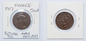 ‘THE HOARD’  1917 FRENCH 5C 5 CENTIMES BRONZE COIN in Collectable Condition - Picture 1 of 12