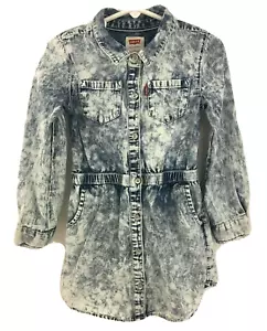 Levi's Mädchen Acid Wash Button Down Langarm Kleid Größe 4T - Bild 1 von 6
