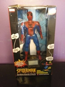 2002 Marvel And Way Out Toys SPIDERMAN ACTION BANK CLOCK - Picture 1 of 7