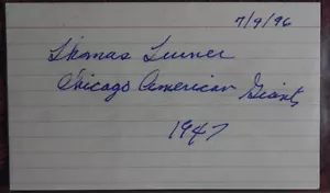 CARTA INDICE AUTOGRAFATA 3X5 NEGRO LEAGUE GIOCATORE DI BASEBALL THOMAS TURNER GIANTS - Foto 1 di 1