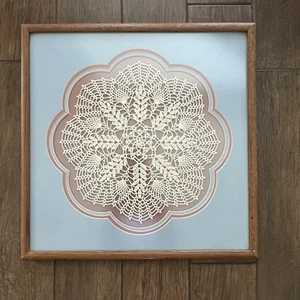 Vintage Crochet Doily Matted and Framed 22" x 22" - Picture 1 of 6