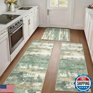 GENIMO Kitchen Rugs Sets of 3 Non Slip Washable Kitchen Mats for Floor, Water - Picture 1 of 5