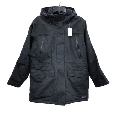 NUEVO CON ETIQUETAS Mujer LANDS' END Negro Poly Relleno A Prueba de Viento Con Capucha Invierno Parka Abrigo Chaqueta M Foto 1 de 4