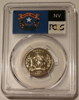 2006 S Clad Nevada State Quarter Proof PR70 DCAM PCGS Flag Label - Image 1 of 2