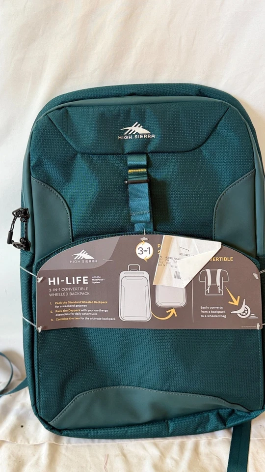 $100 New HIGH SIERRA Backpack Travel Shoulder Bag Unisex Green - Image 1 of 4