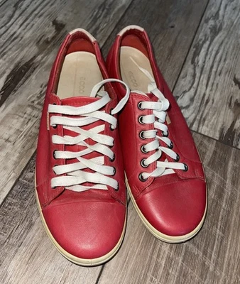 ECCO Women's Soft 7 Chili Red Leather Tie Fashion Sneaker Size 37 EU - Image 1 of 4