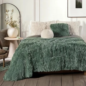 IRELAND COLOR SHAGGY BLANKET WITH SHERPA  SOFTY THICK WARM CALIFORNIA KING SIZE - Picture 1 of 5