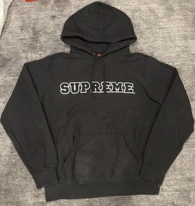 Supreme Cord Collegiate Box Logo Hooded Sweatshirt S/S 18 Size Medium Black - Picture 1 of 15