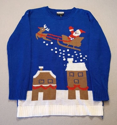 Suéter Allison Britney Azul Feo Navidad Santa Y2K Holidaycore Reno Med Foto 1 de 4