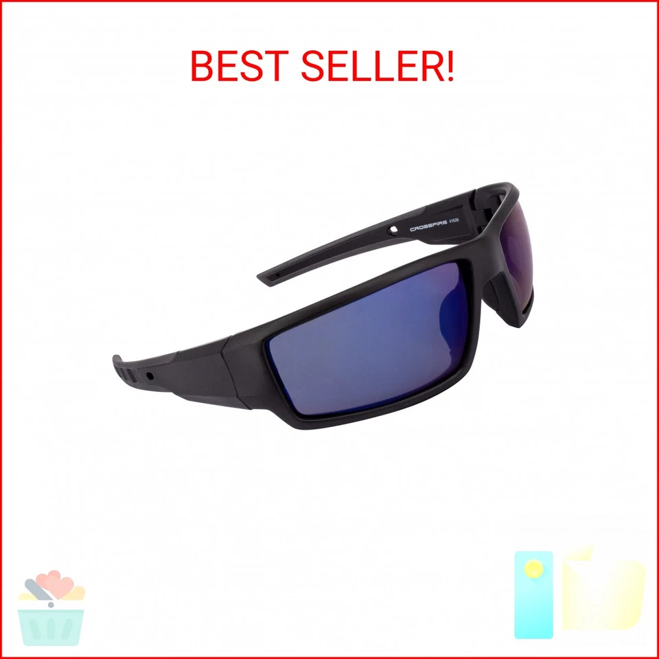 Crossfire Cumulus Premium Safety Glasses Black Frames Blue Mirror Lens 41626