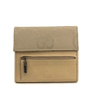 GUCCI GG Logo Canvas Leather Trifold Wallet Beige/3BH0027 - Picture 1 of 8