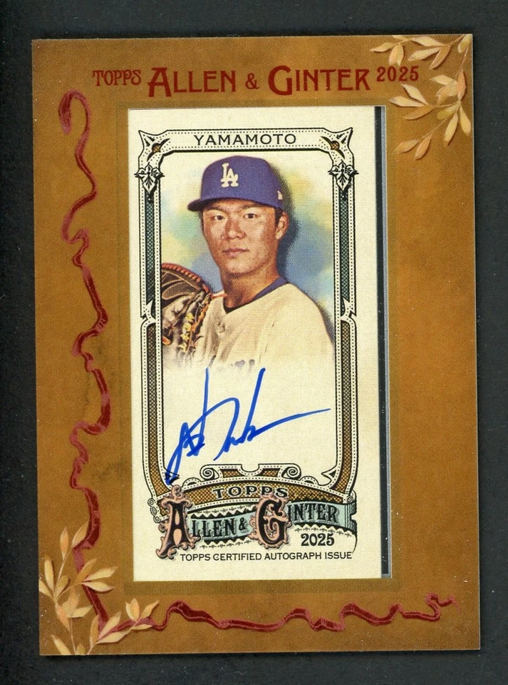 2025 Topps Allen & Ginter Yoshinobu Yamamoto Mini Framed Auto #MA-YY Dodgers - Image 1 of 2