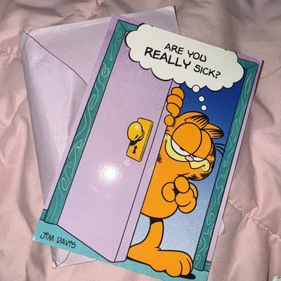 Vintage Garfield the Cat Are You Really Sick Get Well Soon Card Jim Davis - Image 1 of 4