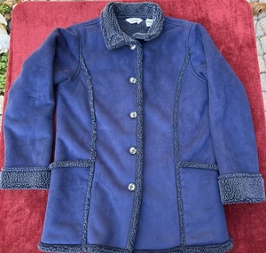 Women’s L.L. Bean Sheepskin Jacket Size S Navy - Picture 1 of 8