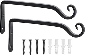 2 Pack 10 Inch Plant Hangers Outdoor Metal Hanging Bracket Bird Feeder Wall - Picture 1 of 3