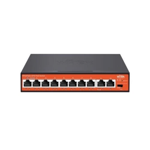 SWITCH POE 8 PORTE RJ45 + 2 PORTE UPLINK LAN ETHERNET 10/100 MBPS - Immagine 1 di 1
