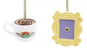 2 x FRIENDS Central Perk Coffee Mug & Peephole Frame Christmas Ornaments - Imagen 1 de 3