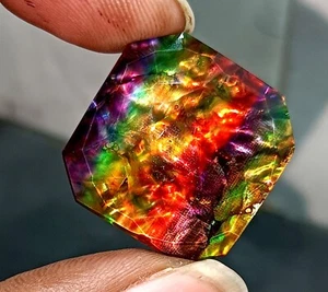 30.35 Ct Natural Ammolite Opal-Like Organic Square Multi Doublet Loose GEMSTONE - Picture 1 of 13