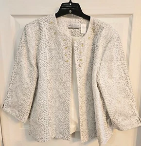 Women's Alfred Dunner Petite Dress Jacket/ Blazer,  White Animal print,  Size 14 - Picture 1 of 7