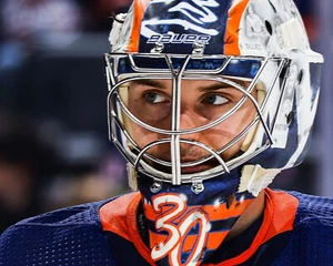 Ilya Sorokin Up-Close Mask New York Islanders 8x10 NHL Photo - Picture 1 of 1