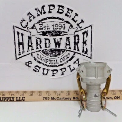 1-1/4" Camlock Female x 1-1/4" Barb Hose w/ Brass Handles & Security Pin Clips - Image 1 of 4