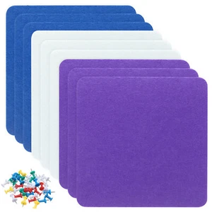Felt Board Tiles, 9 Pack Self Adhesive Square Pin Board with Push Pins - Picture 1 of 7