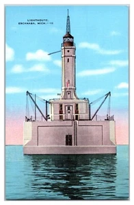 Postcard MI Michigan Escanaba Lighthouse --11 Linen Unposted - Picture 1 of 2
