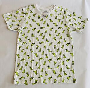 Nickelodeon 2021 Viacom RUGRATS White-All Over Green Reptar T Shirt M