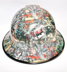 Custom Wide Brim Hard Hat Hydro Dipped in Future Soldiers w/ Brim Guard - Picture 1 of 4