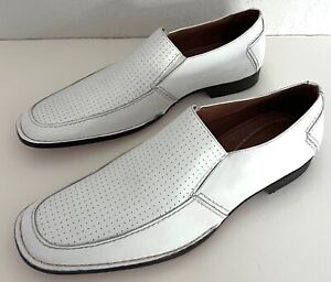 Florsheim Kane White Leather Slip On Loafers Dress Shoes Men's 10 D - New!