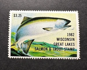 1982 WISCONSIN - State Salmon & Trout Great Lakes Fishing Stamp - MNH - Picture 1 of 2