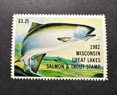 1982 WISCONSIN - State Salmon & Trout Great Lakes Fishing Stamp - MNH - Image 1 of 2