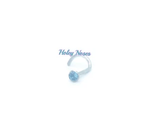 18ct White Gold Natural Topaz 2mm nose stud ring pin bone body jewellery coneset - Picture 1 of 6