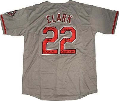 Will Clark SIGNED #22 Texas Rangers size XL  gray jersey w/ 5 Inscriptions - Image 1 of 4