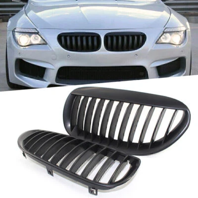 Pair Matte black Pair Front Kidney Bumper Grille Fit BMW E63 E64 650i M6 2004-10 Foto 1 de 4