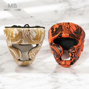 2pc Set Orange & Gold Boxing Headgear Kickboxing Training Cheek Protector Guards - Picture 1 of 5