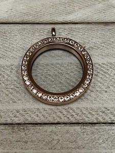 Origami Owl large Rose Gold Living Locket with Swarovski Crystals - Picture 1 of 6