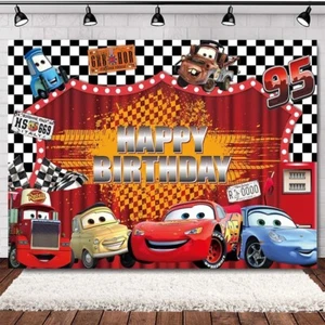 Cars Lightning McQueen Birthday Party Decorate, 5x3.5ft Happy Birthday Backdrop - Picture 1 of 6
