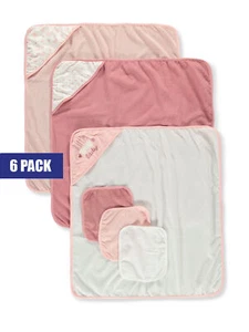 Ente Ente Gans Baby Mädchen 6-teiliges Set mit Kapuze Handtücher & Waschlappen - rosa/multi, - Bild 1 von 6