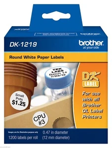 Etiquetas blancas redondas Brother DK1219 1/2" para impresoras de etiquetas QL820NWB, QL-820NWB - Imagen 1 de 1
