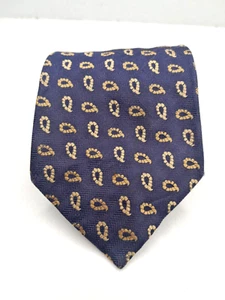 Today's Man 100% Silk Necktie Gold Navy Blue 3.5"-57" Made in Italy - Picture 1 of 7