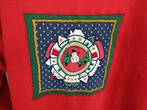 Vintage Damen Weihnachten gesteppt Schneemann Urlaub Sweatshirt Größe 2XL Nussknacker rot - Bild 1 von 14