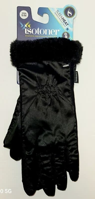 ISOTONER Black SleekHeat Packable Gloves Touchscreen Technology Womens Sz S/M - Image 1 of 4