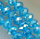 190pc Lake Blue Crystal Faceted Abacus Loose Beads  4*6mm