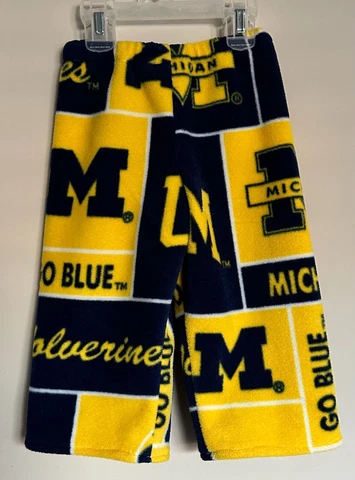 Preowned Michigan Wolverines Pajama Pants Kids Toddler Size 2T Allover Logos Cover